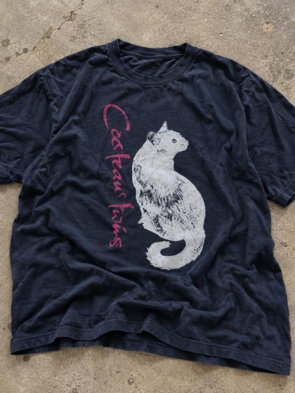 Cat Themed Navy T-Shirt with White Cat Graphic